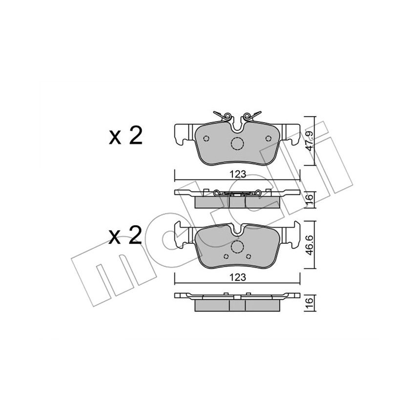 BMW X2 20d F39 17-23년 METELLI 뒤쪽 브레이크패드 NW40