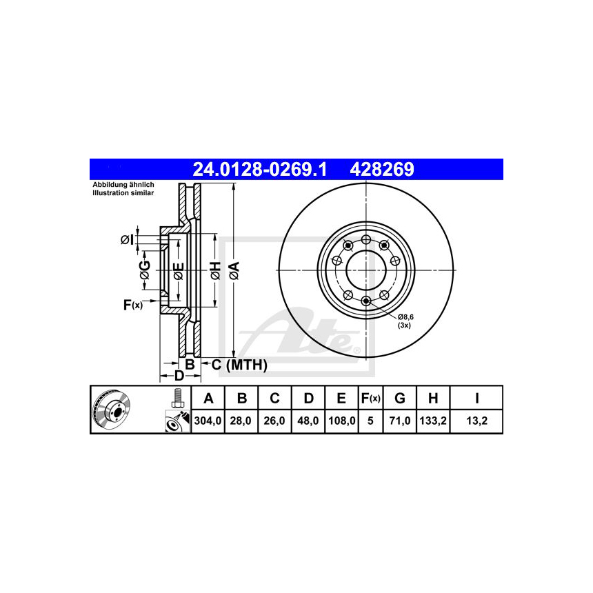 푸조 5008 1.5 BlueHDi 16-현재 ATE 앞세트 브레이크디스크 6KYH