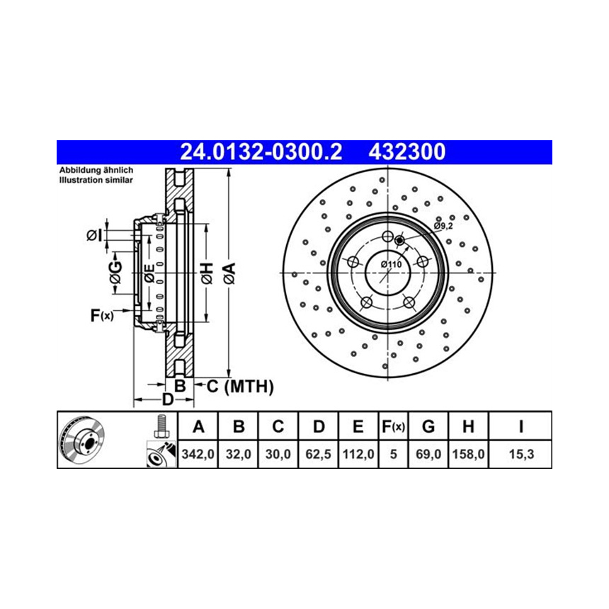 벤츠 E220d C238 16-현재 ATE 앞세트 브레이크디스크 BQNT