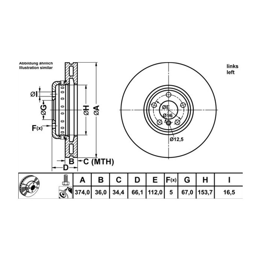 BMW 540i Hybrid G30 16-23년 ATE 앞우측 브레이크디스크 OK4X