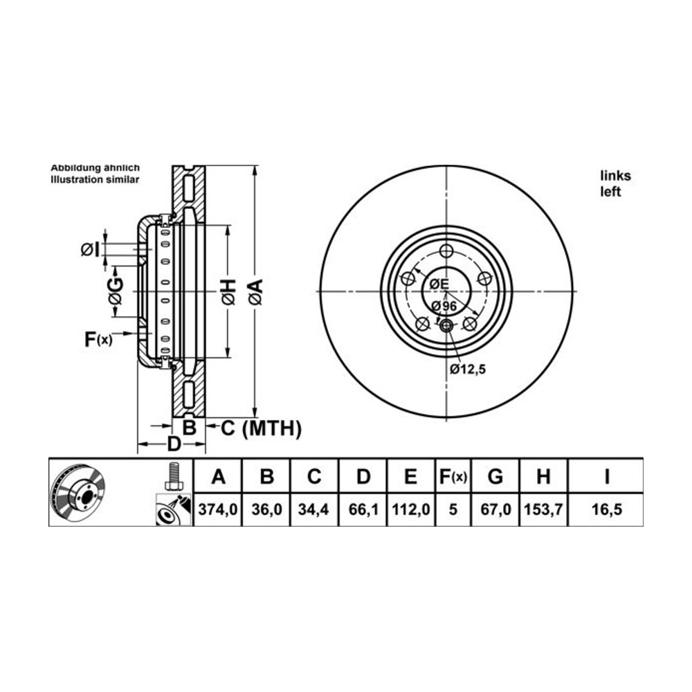 BMW 540i Hybrid G30 16-23년 ATE 앞좌측 브레이크디스크 4Q5L