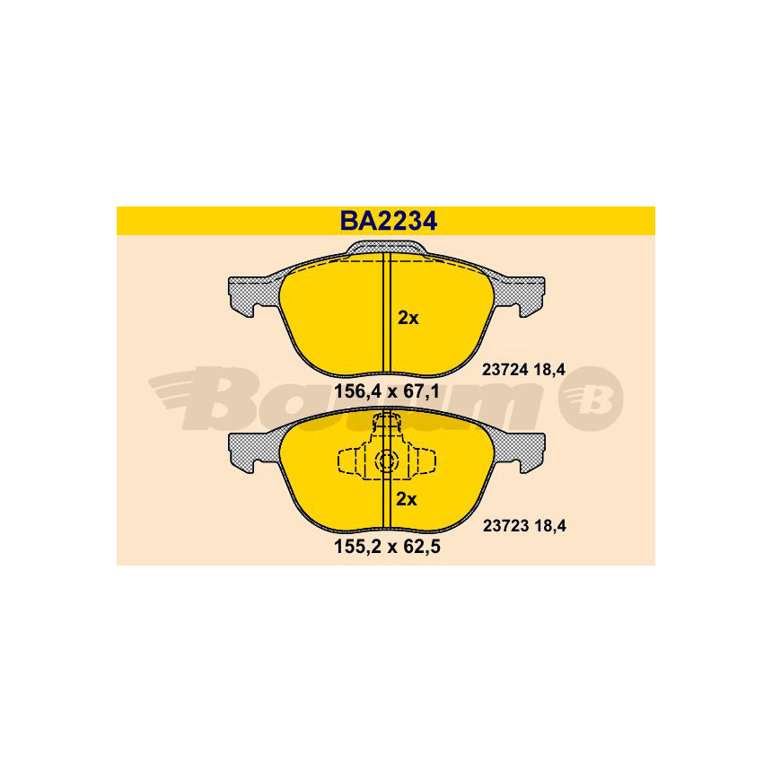 포드 포커스 III 1.6 Ti 10-현재 BARUM 앞쪽 브레이크패드 YE7Q