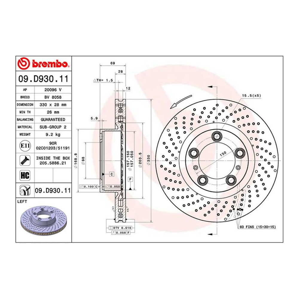 포르쉐 박스터 3.4 GTS 981 12-현재 BREMBO 앞세트 브레이크디스크 LC0W