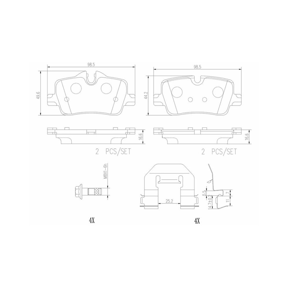 BMW 420d Hybrid G22 20-현재 BREMBO 뒤쪽 세라믹 브레이크패드 4GML