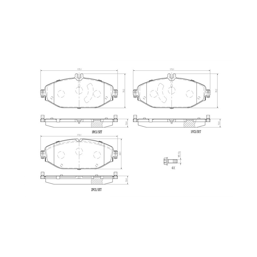 벤츠 E220d C238 16-현재 BREMBO 앞쪽 세라믹 브레이크패드 I0FL