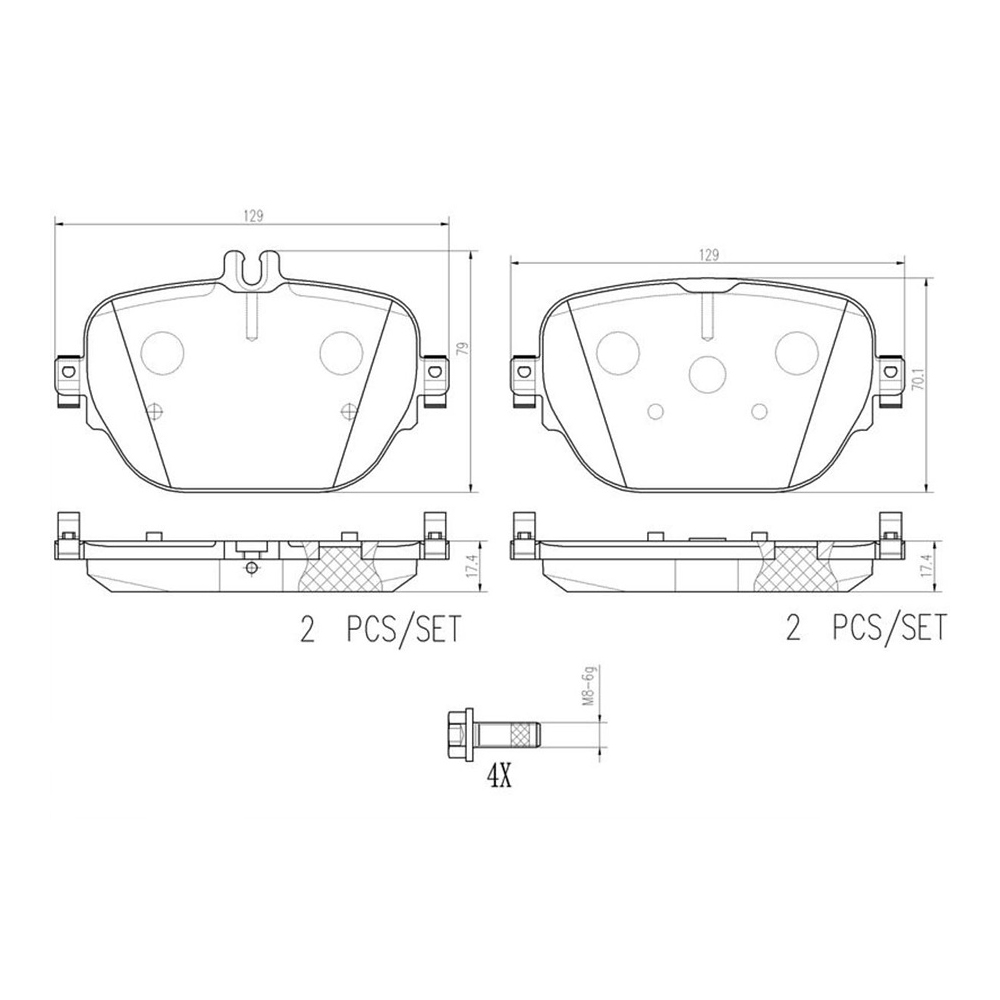 벤츠 GLC63 AMG X253 16-23년 BREMBO 뒤쪽 세라믹 브레이크패드 K8KA