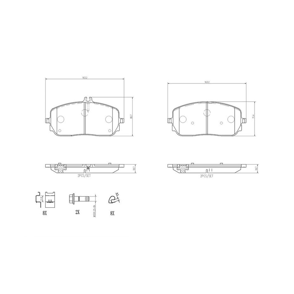 벤츠 A220 W177 18-현재 BREMBO 앞쪽 세라믹 브레이크패드 H056