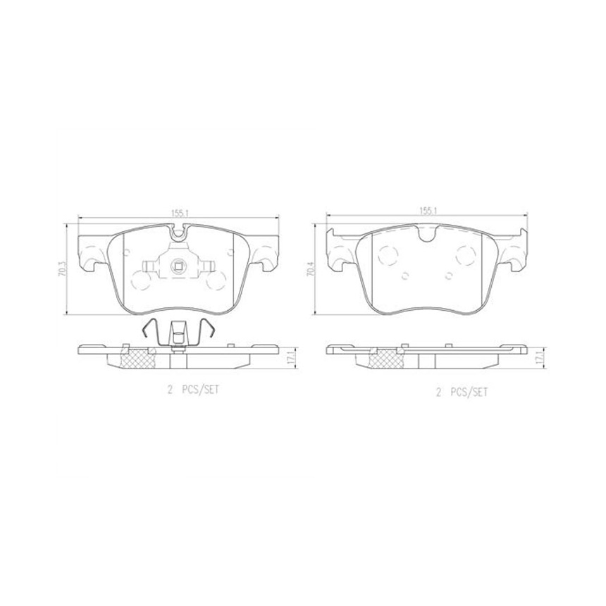 푸조 5008 1.5 BlueHDi 16-현재 BREMBO 앞쪽 세라믹 브레이크패드 6E1E