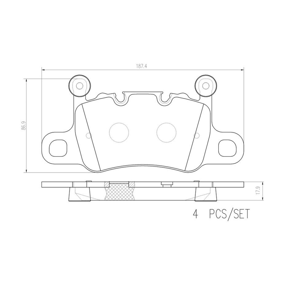 포르쉐 파나메라 4.0 S 디젤 971 16-현재 BREMBO 뒤쪽 세라믹 브레이크패드 K4RS