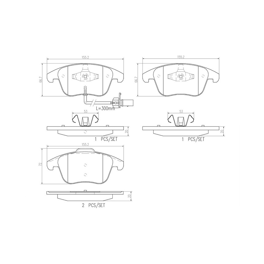 아우디 A4 2.0 TFSI 8K 07-15년 BREMBO 앞쪽 세라믹 브레이크패드 Y36Q
