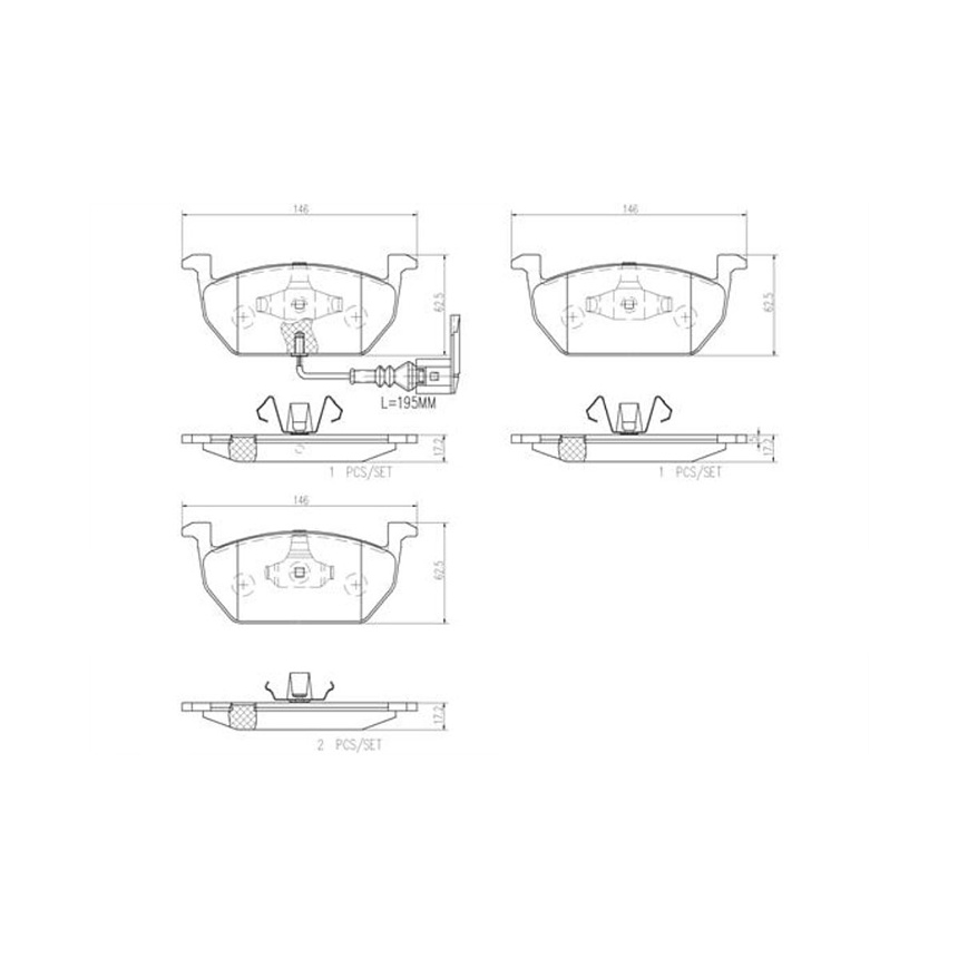 폭스바겐 골프 1.2 TSI 5G1 12-현재 BREMBO 앞쪽 세라믹 브레이크패드 472F