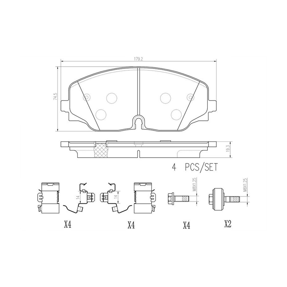 폭스바겐 아틀라스 3.6 FSI CA1 16-현재 BREMBO 앞쪽 세라믹 브레이크패드 I460
