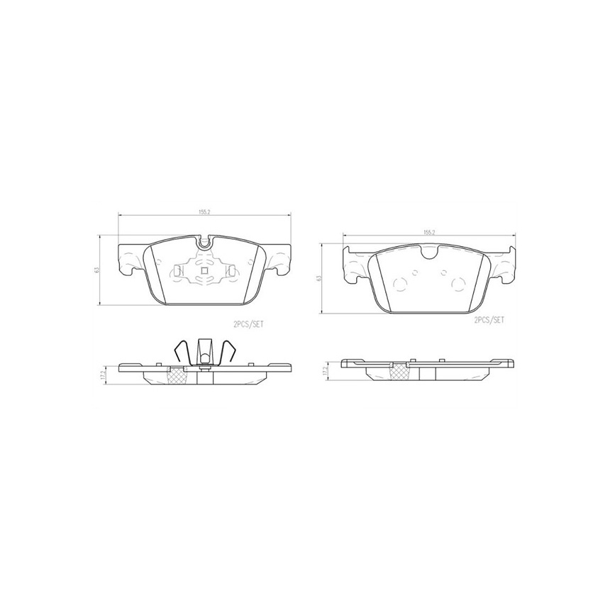 볼보 S90 T8 16-현재 BREMBO 앞쪽 세라믹 브레이크패드 XC67