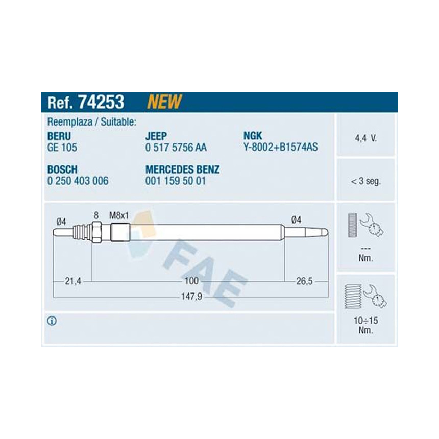 벤츠 A160d W169 04-12년 FAE 예열플러그 7J2C