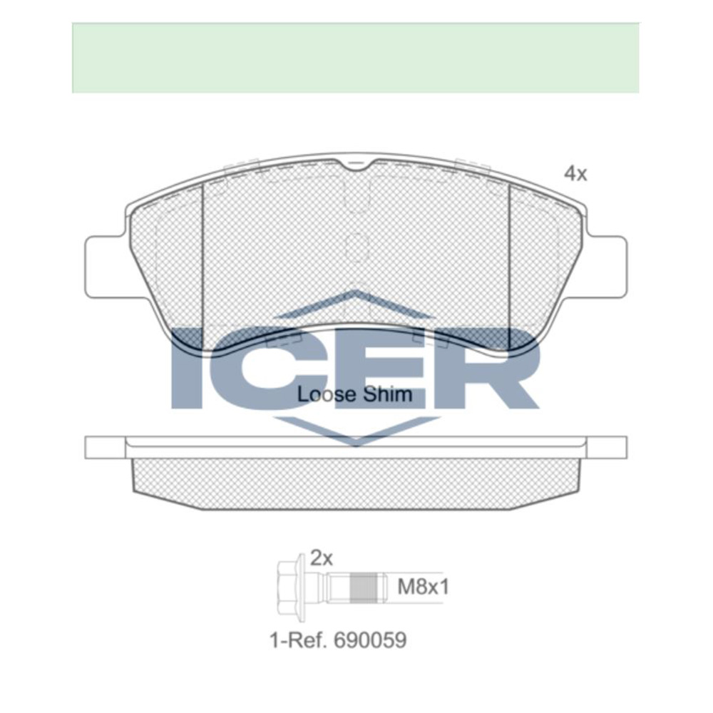 푸조 206 2.0 S16 00-07년 ICER 앞쪽 브레이크패드 T0O6