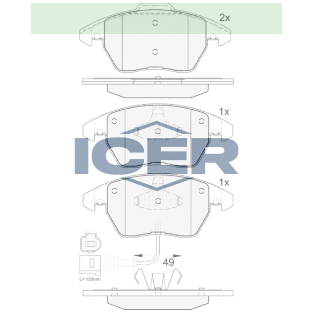 폭스바겐 골프 1.6 FSI 1K1 03-08년 ICER 앞쪽 브레이크패드 45DI