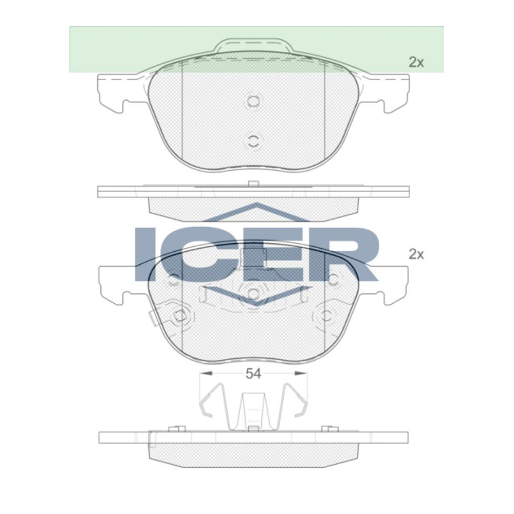 포드 포커스 III 2.0 10-현재 ICER 앞쪽 브레이크패드 3CWK