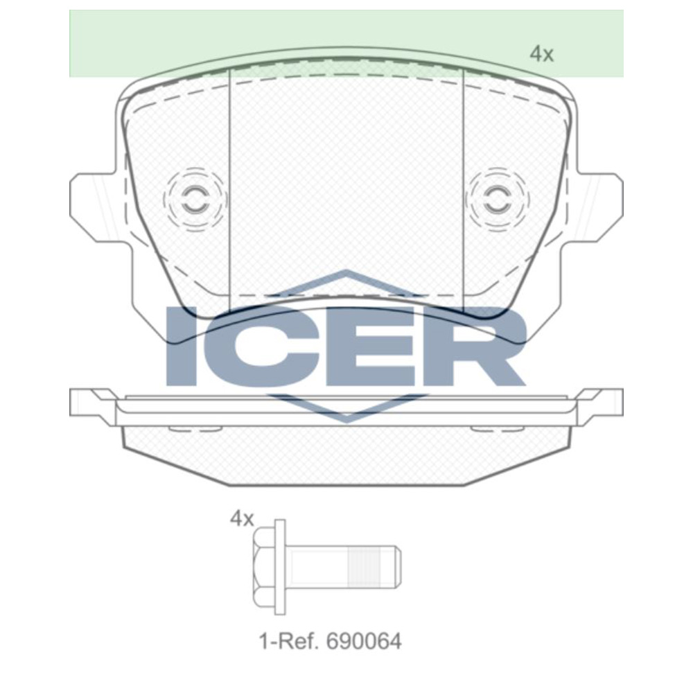 폭스바겐 파사트 2.5 A32 11-현재 ICER 뒤쪽 브레이크패드 6EYV