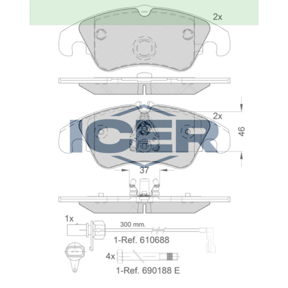 아우디 A7 2.0 TFSI 4G 10-18년 ICER 앞쪽 브레이크패드 0VW0