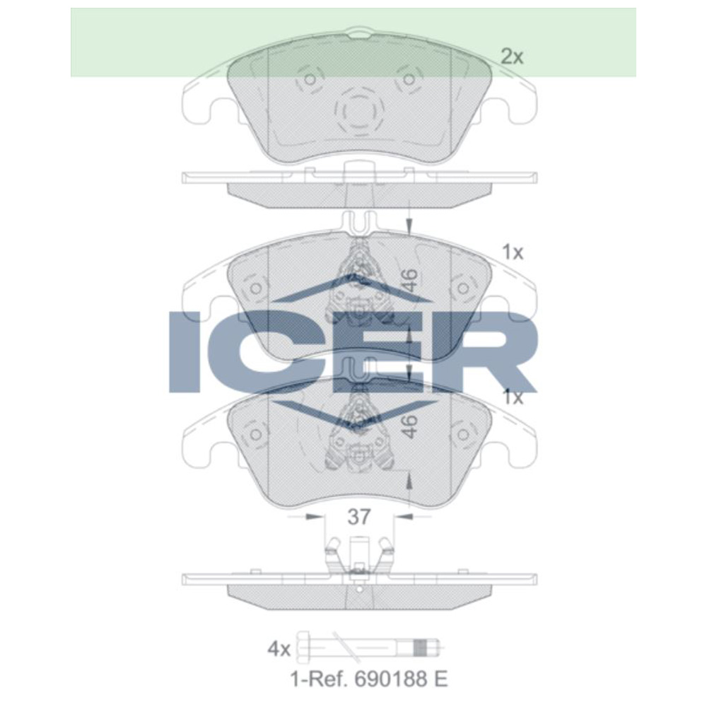 벤츠 E400 A207 13-16년 ICER 앞쪽 브레이크패드 U5FP