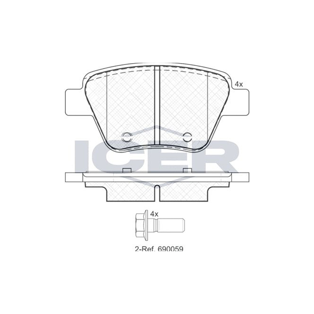 폭스바겐 골프 1.2 TSI 5G1 12-현재 ICER 뒤쪽 브레이크패드 8FDQ