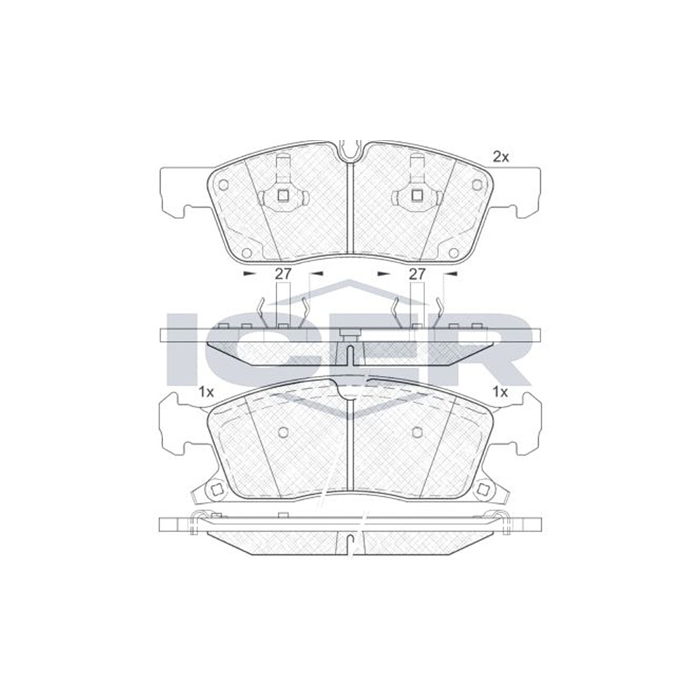 지프 그랜드 체로키 3.6 WK 10-20년 ICER 앞쪽 브레이크패드 A16P