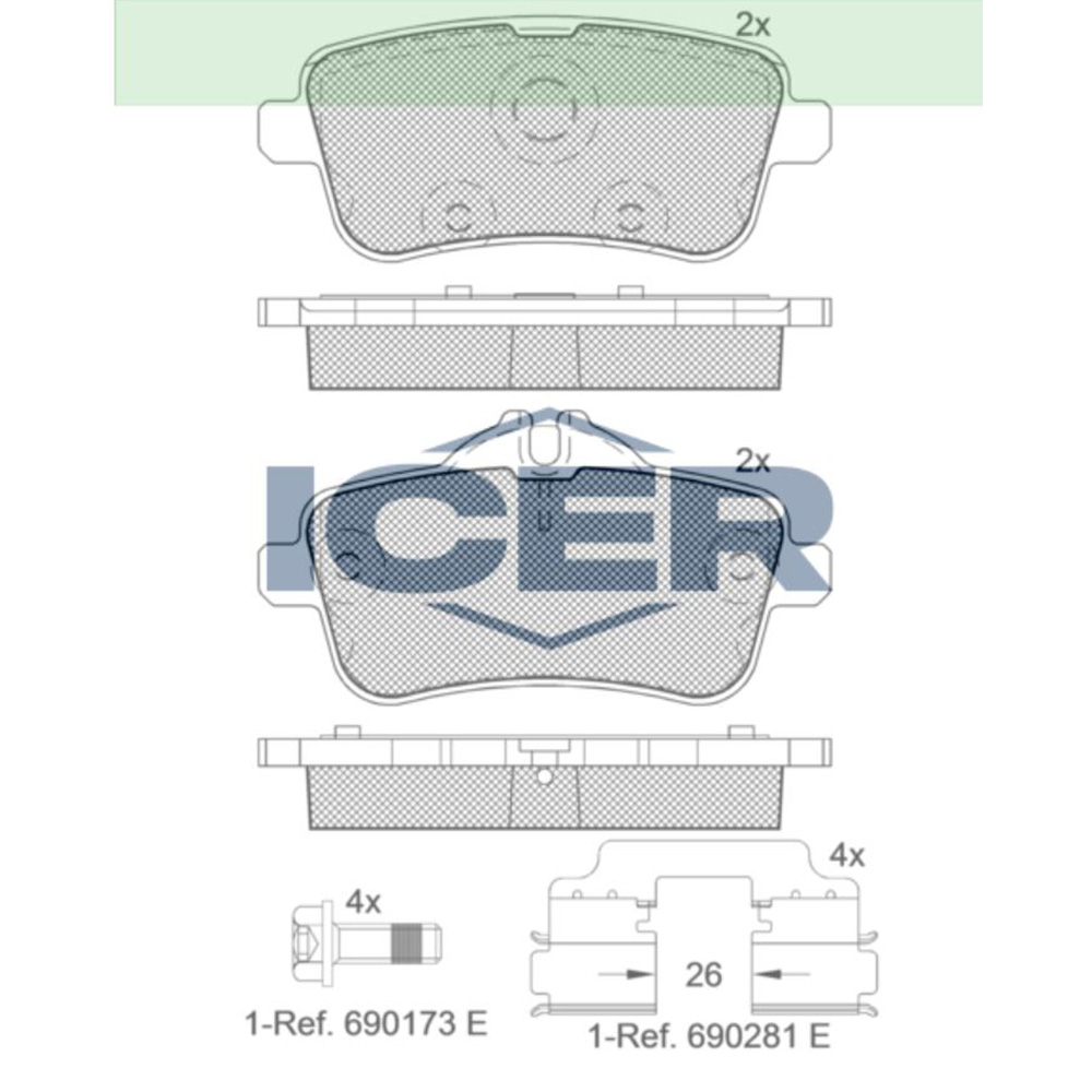 벤츠 GL450 X166 12-15년 ICER 뒤쪽 브레이크패드 BW3N