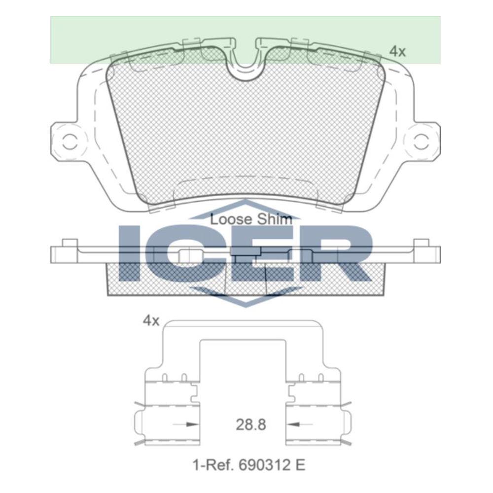 랜드로버 레인지로버 스포츠 3.0 SDV6 Hybrid L494 13-현재 ICER 뒤쪽 브레이크패드 EXEF