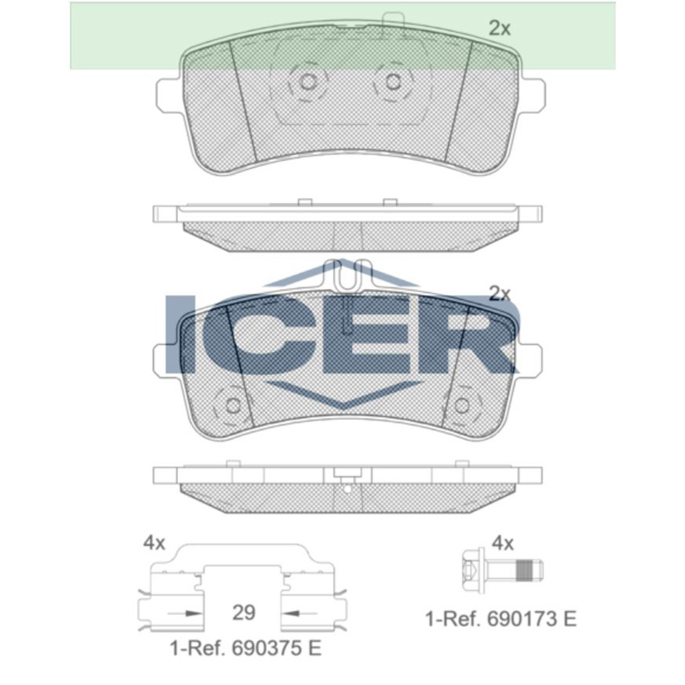 벤츠 SL65 AMG R231 12-현재 ICER 뒤쪽 브레이크패드 6DVM
