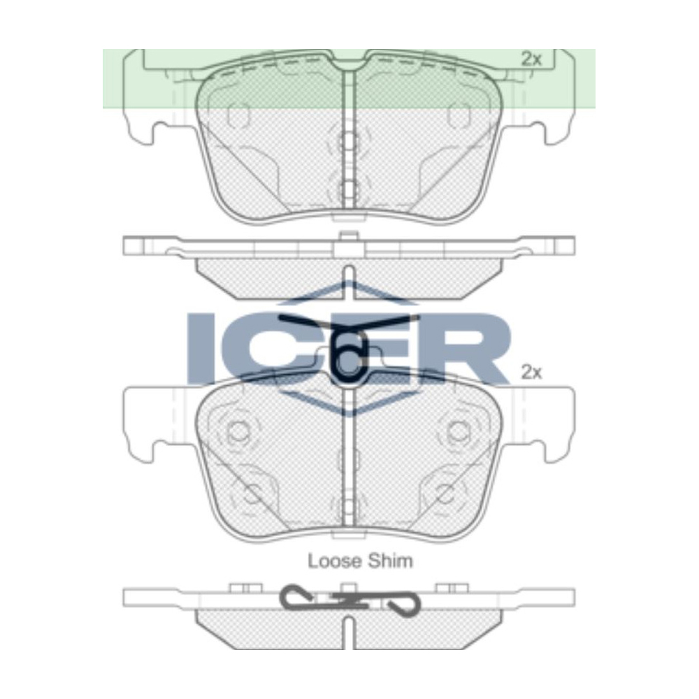 링컨 MKZ 2.0 06-현재 ICER 뒤쪽 브레이크패드 BU34
