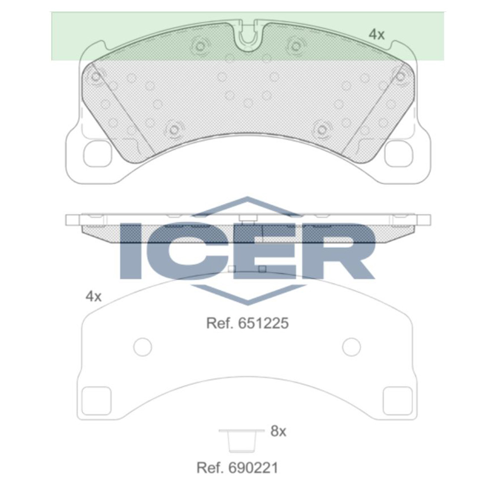 포르쉐 카이엔 3.6 92A 10-현재 ICER 앞쪽 브레이크패드 0M6Q