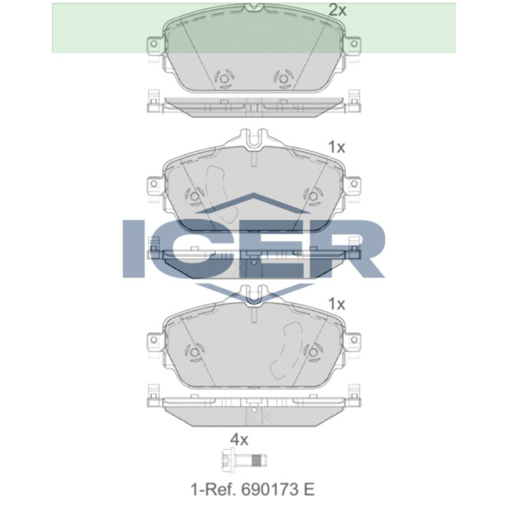 벤츠 E220d C238 16-현재 ICER 앞쪽 브레이크패드 VG5W