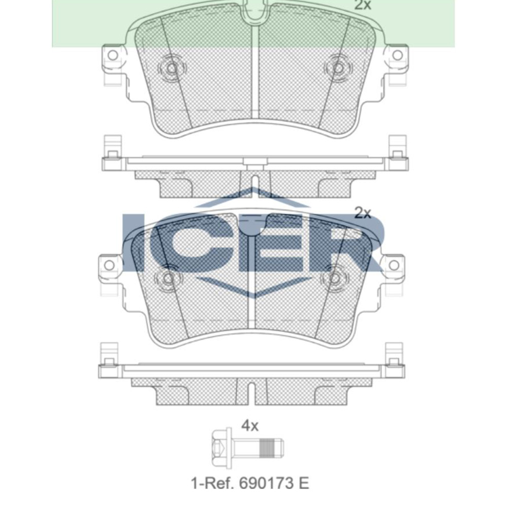 아우디 A4 3.0 TDI 8W 15-현재 ICER 뒤쪽 브레이크패드 W24D