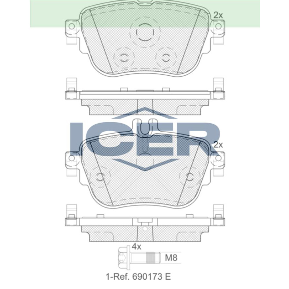 벤츠 E220d C238 16-현재 ICER 뒤쪽 브레이크패드 OUA2