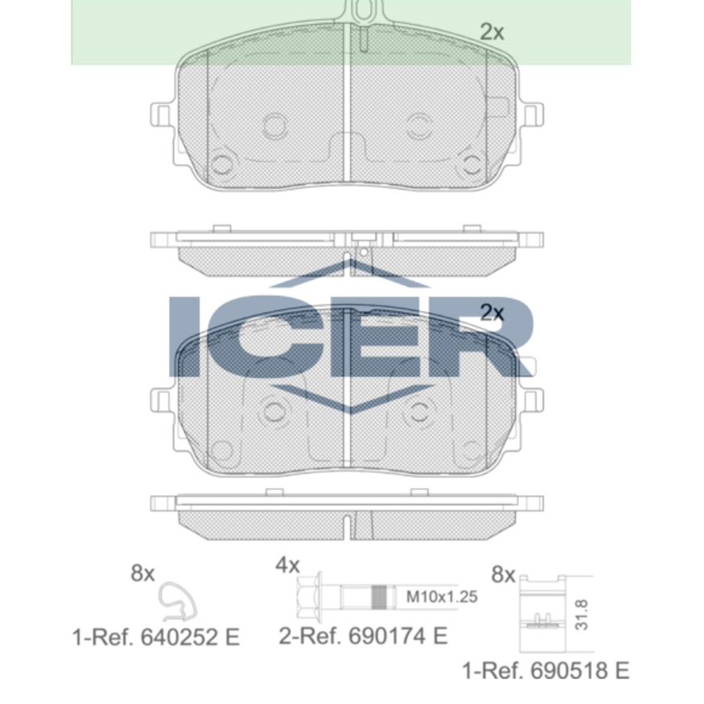 벤츠 A220 W177 18-현재 ICER 앞쪽 브레이크패드 V1A6