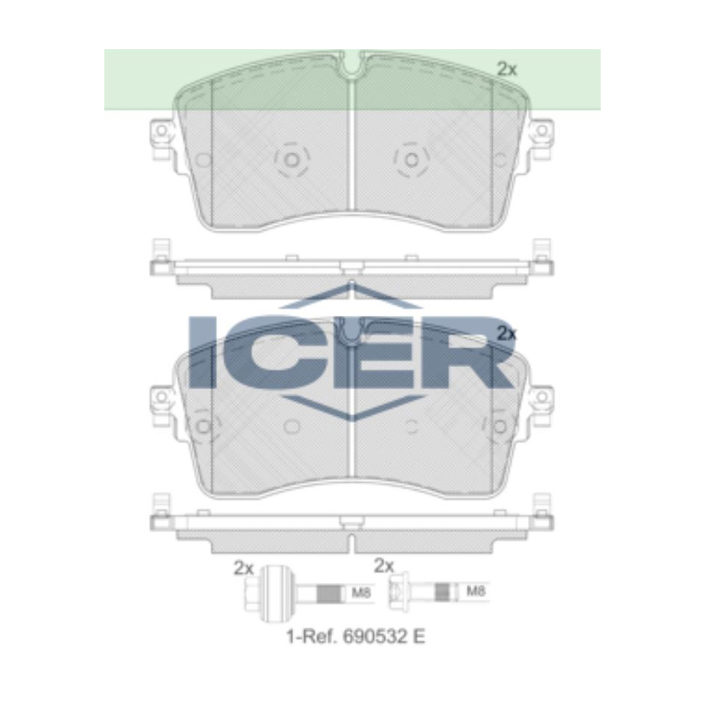 랜드로버 레인지로버 스포츠 3.0 SDV6 Hybrid L494 13-현재 ICER 앞쪽 브레이크패드 XE51
