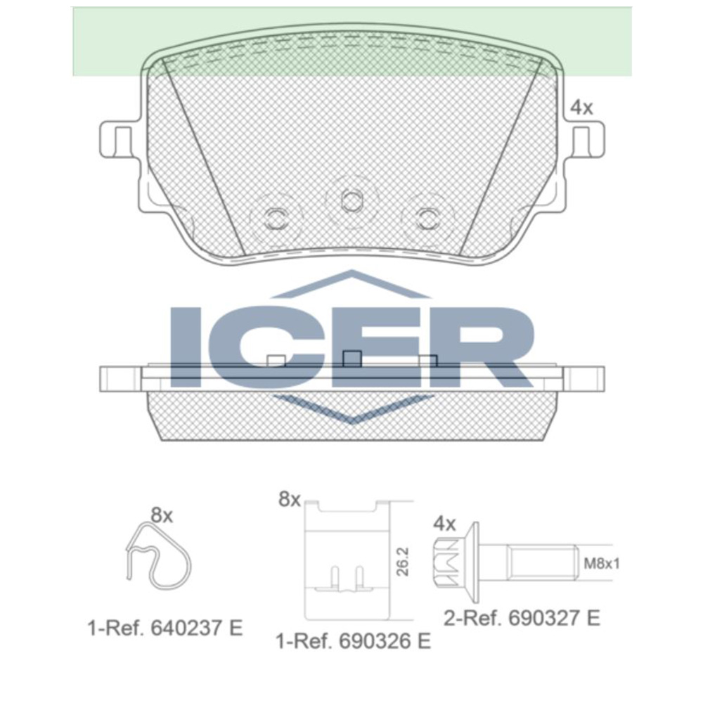 벤츠 A220 W177 18-현재 ICER 뒤쪽 브레이크패드 XACI