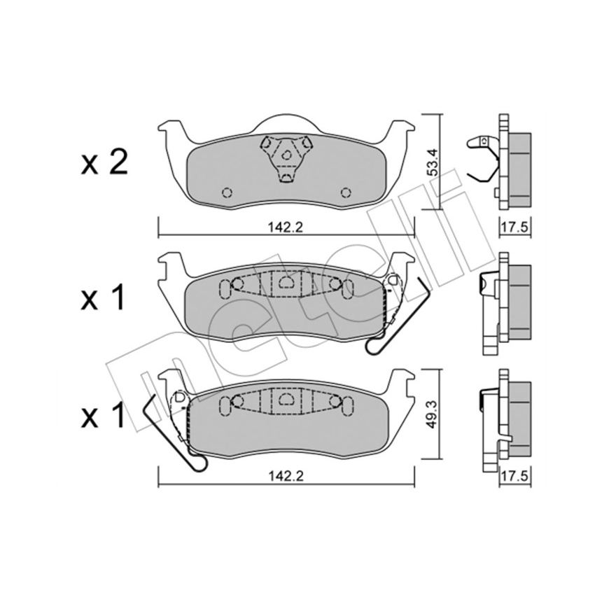 지프 그랜드 체로키 5.7 WK 10-20년 METELLI 뒤쪽 브레이크패드 7IN3