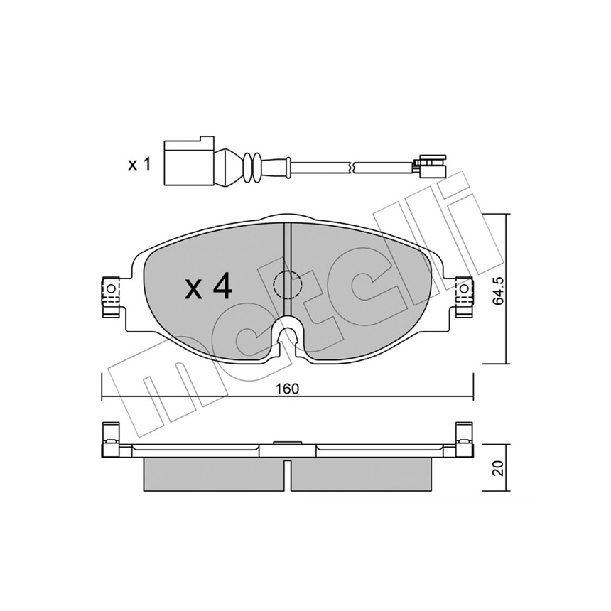 폭스바겐 골프 1.4 GTE Hybrid 5G1 12-현재 METELLI 앞쪽 브레이크패드 SHV8