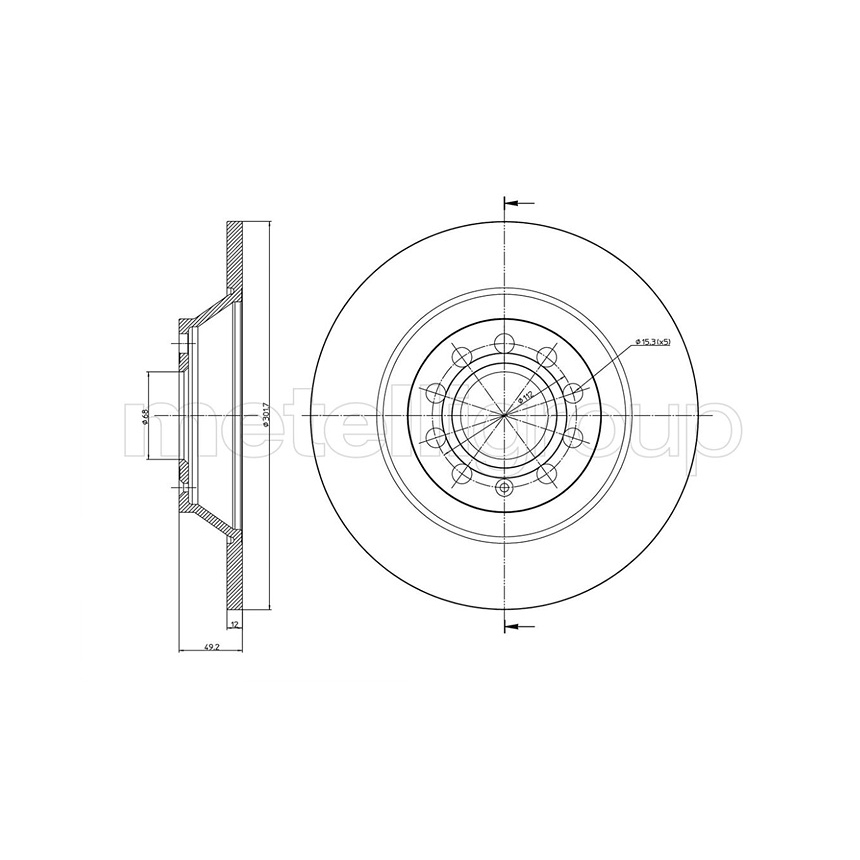 아우디 A6 4.2 FSI 4F 04-11년 METELLI 뒤세트 브레이크디스크 4RO0