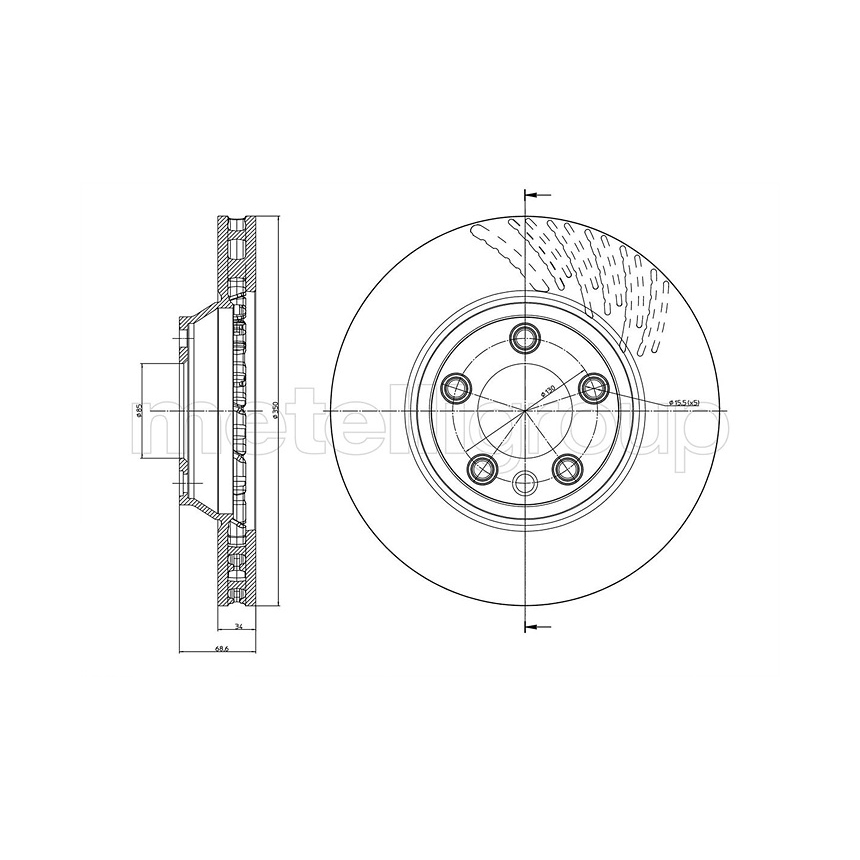 포르쉐 카이엔 3.6 92A 10-현재 METELLI 앞우측 브레이크디스크 GE7O