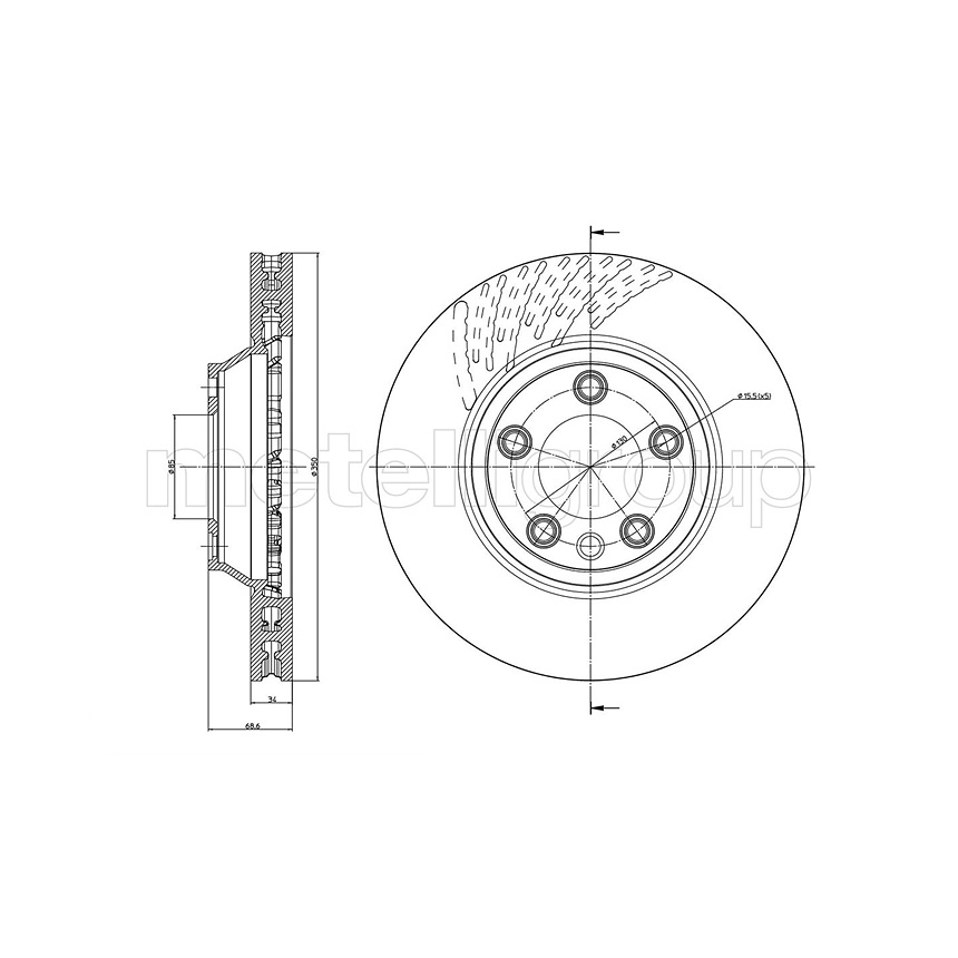 포르쉐 카이엔 3.6 92A 10-현재 METELLI 앞좌측 브레이크디스크 4SLV
