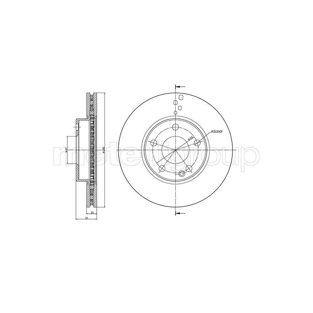 벤츠 B160d W246 13-18년 METELLI 앞세트 브레이크디스크 DB6Y