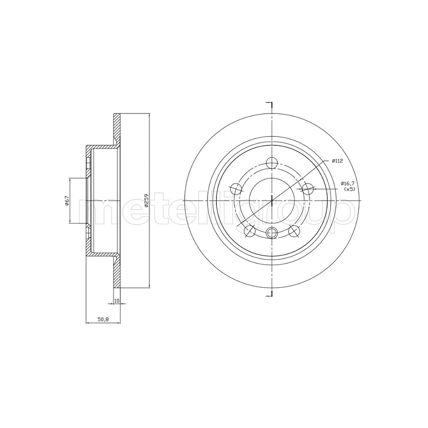 미니 쿠퍼 One D F55 13-현재 METELLI 뒤세트 브레이크디스크 4KNW