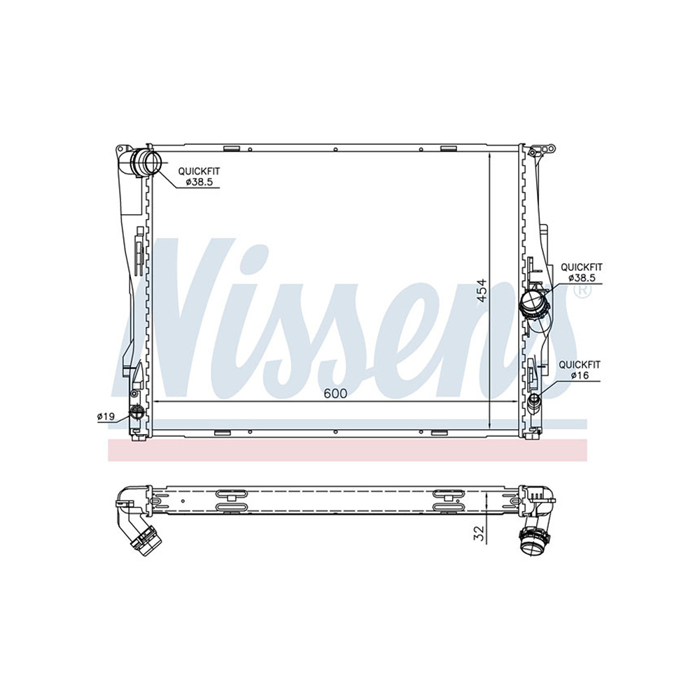 BMW 328i E90 06-11년 NISSENS 라디에이터 B5U2