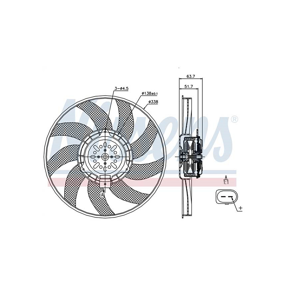 아우디 A4 2.0 TFSI 8K 07-15년 NISSENS 라디에이터팬 X413