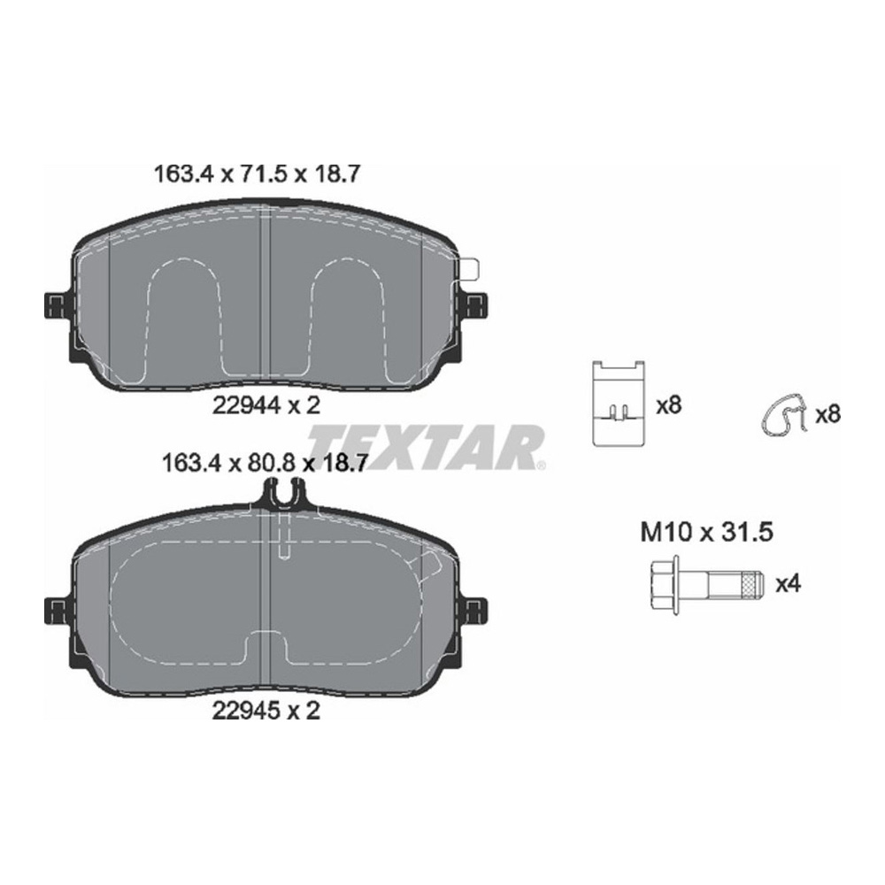 벤츠 A220 W177 18-현재 TEXTAR 앞쪽 브레이크패드 TF6O
