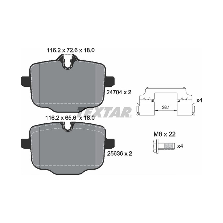 BMW 540i Hybrid G30 16-23년 TEXTAR 뒤쪽 브레이크패드 K80A