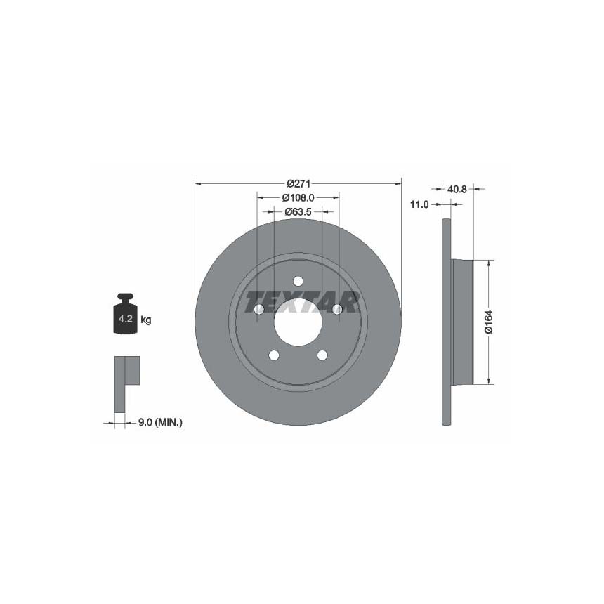포드 포커스 III 2.0 10-현재 TEXTAR 뒤세트 브레이크디스크 3S0Q