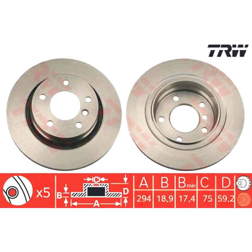 BMW 325i E46 00-05년 TRW 뒤세트 브레이크디스크 N6J7